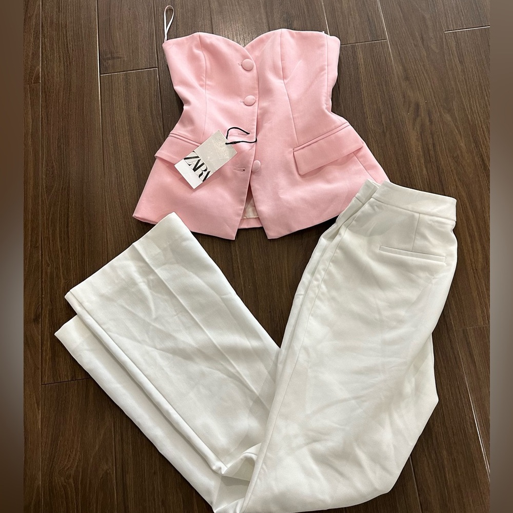 Zara pink sleeveless top and pants set